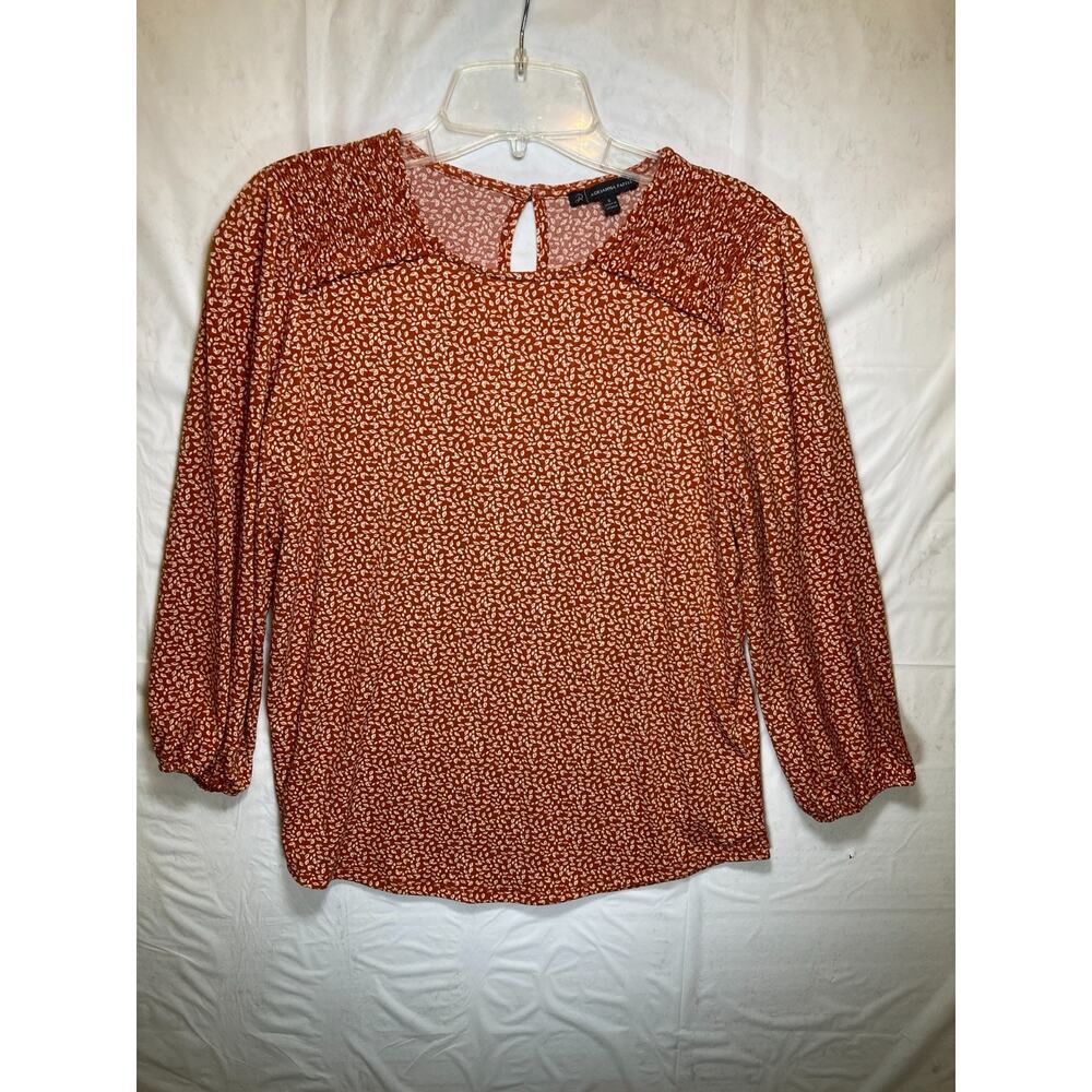 Adrianna Papell Women's 3/4 Sleeve Stretch Soft Blouse, Orange, Size Small